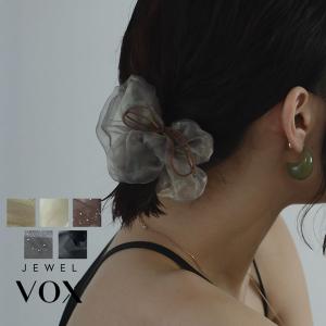 ＼新色追加／ シュシュ ヘアゴム ヘアアクセサリー レディース まとめ髪 透け感 オーガンジー りぼん リボン キッズ 子供 黒 ラメ｜Jewel VOX ジュエルボックス