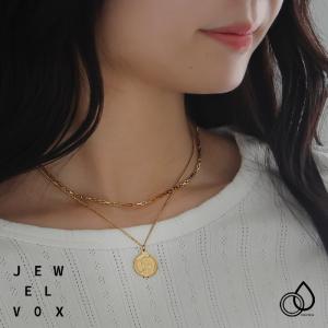 ネックレス レディース ロングネックレス ショートネックレス ステンレス製 金属アレルギー サージカルステンレス メダル コイン 2連
