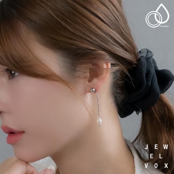 ピアス ステンレス製 レディース 金属アレルギー サージカルステンレス 淡水パール パール ボールチ...