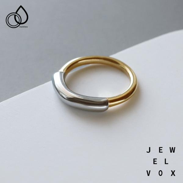 指輪 リング レディース サージカルステンレス 金属アレルギー対応 バイカラー コンビカラー 11号...