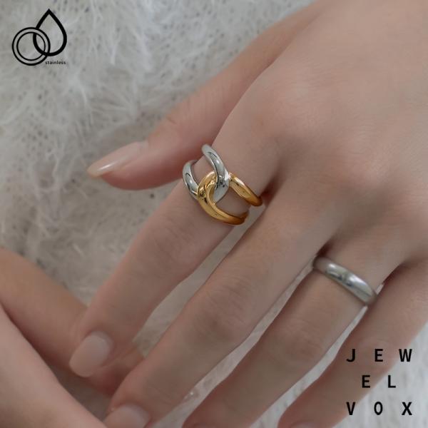 リング 指輪 ステンレス製 レディース 金属アレルギー クロス 大ぶり ニュアンス シンプル デザイ...