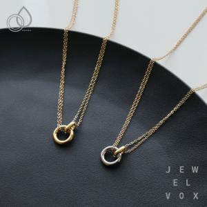 ネックレス レディース ショート サージカルステンレス 金属アレルギー対応 リング サークル モチーフ 二連 20代 30代 40代 50代 錆びない つけっぱなし