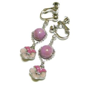 イヤリング フォスフォシデライト ビオラ 花 光を運ぶ石 フラワー 銀色 ロジウムカラー 紫色の花