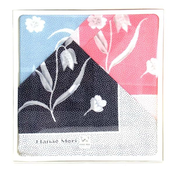 美品『未使用』 HANAE MORI 森英恵 ハナエモリ 3枚セット ハンカチ 水色/紺/ピンク
