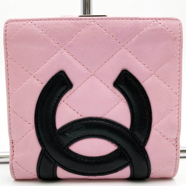 CHANEL シャネル カンボンライン 二つ折り財布 財布 ウォレット ココマーク ピンク ブラック...