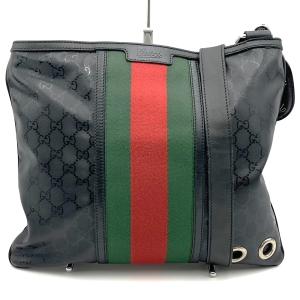 GUCCI グッチ 269379 GGインプリメ フィアット500 コラボ シェリー ショルダーバッグ コーティングキャンバス レザー ブラック レディース