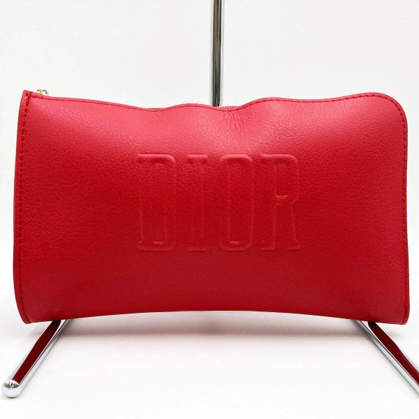 美品 Dior ノベルティ ポーチ 化粧ポーチ レッド 赤 レザー レディース C400000759...