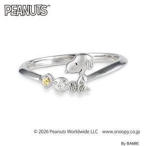 PEANUTS K10 スヌーピーリング イエローサファイア ホワイトゴールド 大人かわいい指輪