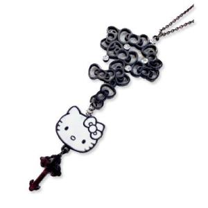 ハローキティグッズ キティ キティちゃん プレゼント 女性 Hello Kitty Modesta Ro-lo BLACK Label リボンモロザリオペンダント  ギフト｜jewelplus