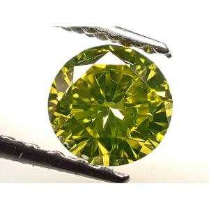 イエローダイヤモンド（TREATED） ルース　0.256ct　FANCY VIVID GREENI...