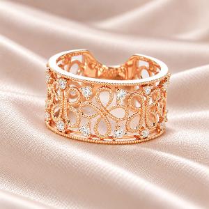 K18 透かし アンティークデザイン ダイアモンド リング 18金 18k