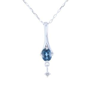 K10 WG ロンドンブルートパーズ ダイヤモンド ネックレス｜jewelry-figaro