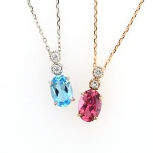 プラチナ/K18 PG カラーストーン ダイヤモンド ネックレス｜jewelry-figaro