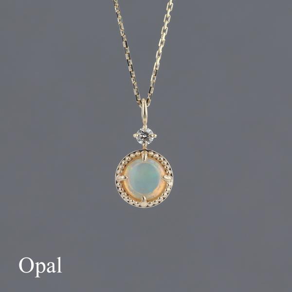 ネックレス オパール ダイヤモンド K10 レディース 20代 30代 40代 一粒 10金 ゴール...