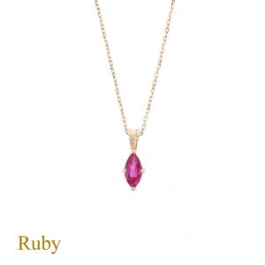 ジュエリーフィガロ K10 YG ルビー ネックレス ラウンド ダイヤモンド