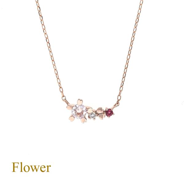 ネックレス モルガナイト K10 PG ダイヤモンド ピンクトルマリン レディース シンプル 10金...