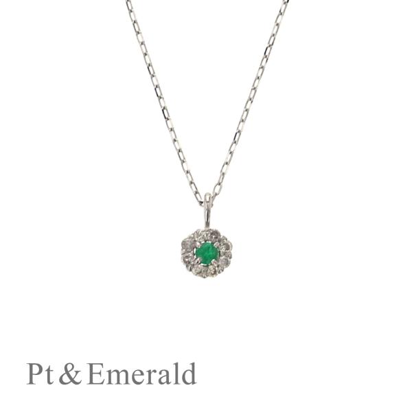 ネックレス エメラルド ダイヤモンド プラチナ レディース PT900 PT950 5月 誕生石 2...
