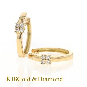 ジュエリーフィガロ K18 YG ダイヤモンド フープピアス 中折れ式