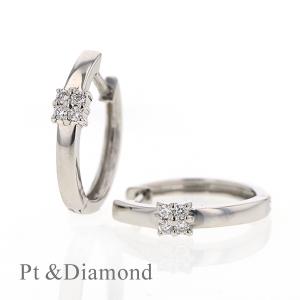 ジュエリーフィガロ プラチナ ダイヤモンド フープ ピアス 中折れ式