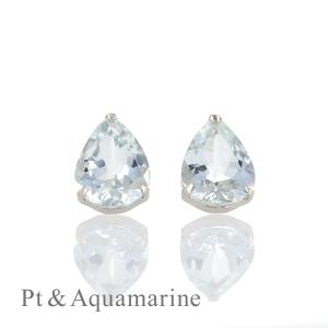 ピアス プラチナ アクアマリン ペアシェイプ PT900 3月 誕生石 レディース 彼女 友人 プレゼント 天然石