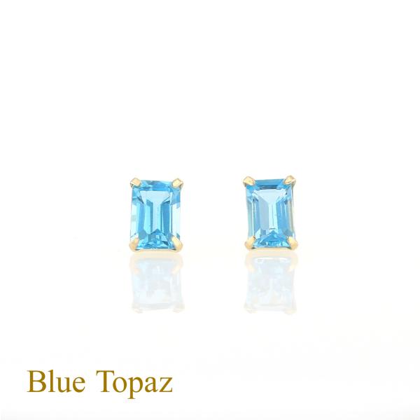 ピアス ブルートパーズ K10 YG スクエア イエローゴールド 10金 11月 誕生石 誕生日プレ...