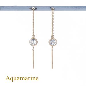 アクアマリン ピアス K10 レディース メンズ ホワイトゴールド フック