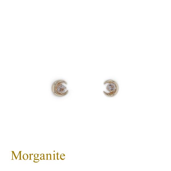 ピアス K10 YG モルガナイト ムーン 月 三日月 レディース 4月 誕生石 プレゼント 10金...