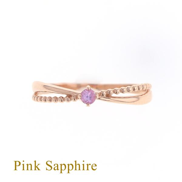 リング サファイア K10 PG ピンキー 9月誕生石 天然石 ピンクサファイア レディース 30代...