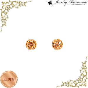 ピアス　レディース　クリスタル　ミラーボール　10金ピンクゴールド　K10PG｜jewelry-matumoto