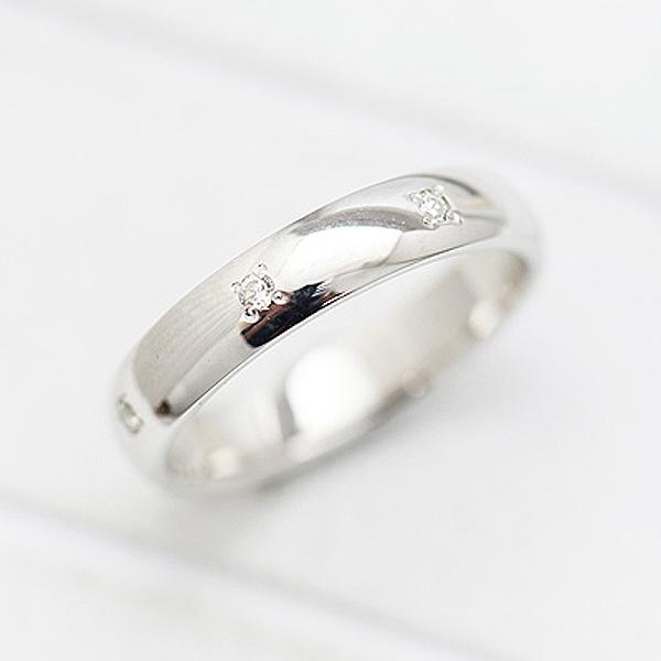 結婚指輪 安い プラチナ PT100 pt10% レディース ダイヤ 0.07ct ストレート 幅広...