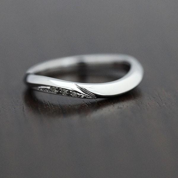 結婚指輪 安い プラチナ レディースリング PT100 pt10% ダイヤ 0.03ct ウェーブ ...