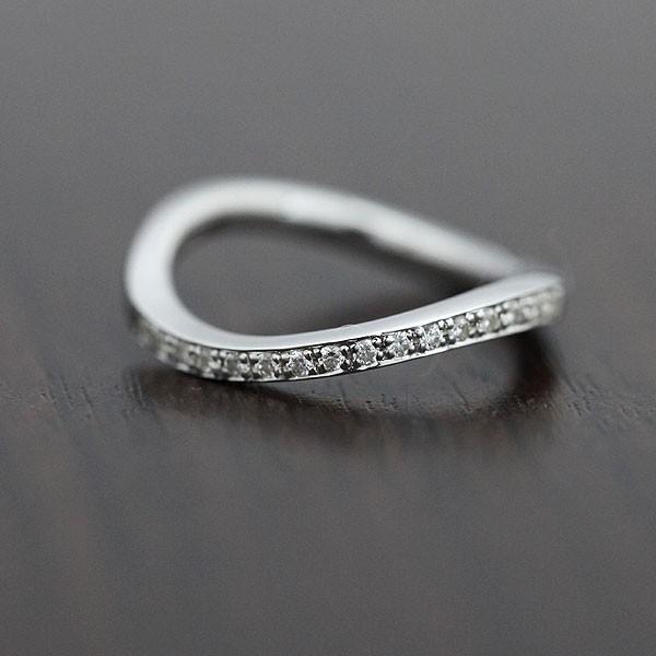 結婚指輪 マリッジリング プラチナ PT900  レディース 単品 ダイヤ 0.18ct ウェーブ ...