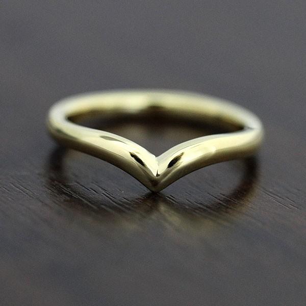 結婚指輪 ゴールド メンズ K10YG 刻印無料 シンプル V字 指輪 リング