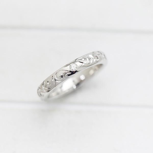 ハワイアンジュエリー プラチナ 結婚指輪 マリッジリング レディース PT900  ダイヤ 0.03...