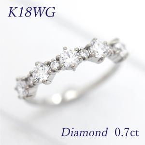 指輪 レディース K18WG ホワイトゴールド リング ダイヤモンド 0.7ct ハーフエタニティ かわいい プレゼント クリスマス｜jewelry-may