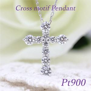 ネックレス クロス モチーフ K18WG ホワイトゴールド 1.0ct