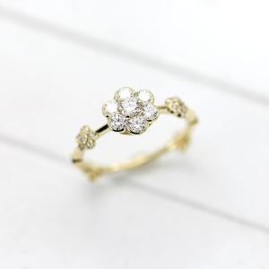 指輪 レディース リング K18YG イエローゴールド ダイヤモンド フラワーリング 0.52ct 花モチーフ かわいい 人気 プレゼント クリスマス｜jewelry-may