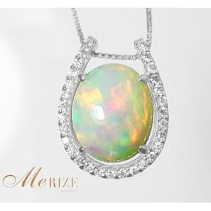 天然 大粒 一粒 オパール 1.45ct ＆ ダイヤ ネックレス pt900 K18