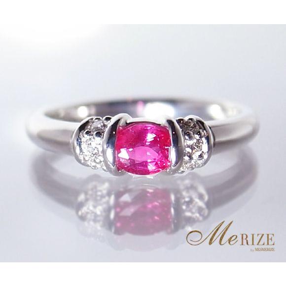 大粒 一粒 天然 ルビー 0.3ct ＆ ダイヤ ソリティア リング K18 ゴールド各色 プラチナ...