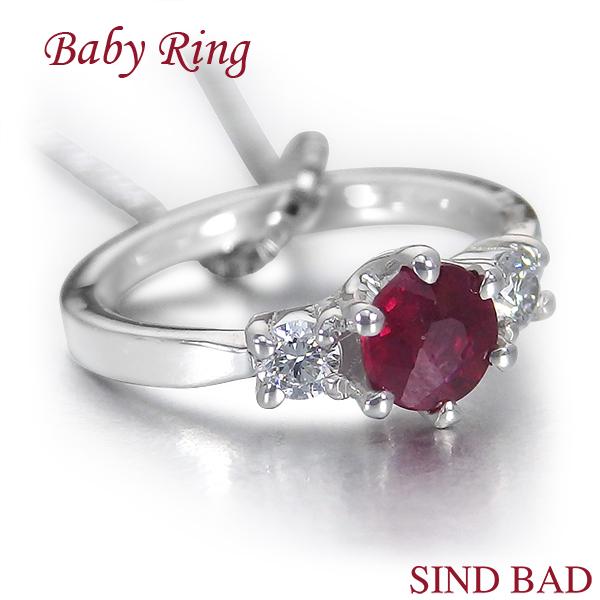 ベビーリング ネックレス  刻印無料   7月誕生石  ルビー/プラチナ/出産祝い/バースデー/成人...