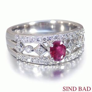 ルビー 指輪 プラチナ リング 0.447ct ダイヤ 0.086ct 7月