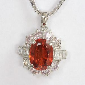 ネックレス  ガーネット 3.87ct/ダイヤモンド 計1.41ct  18金ホワイトゴールド(K18WG)/プラチナ(Pt900)   【中古】 ジュエリー 【新品仕上げ済み】netshop｜jewelry-total