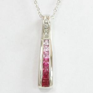 ルビー/ピンクサファイア 計0.45ct ダイヤモンド 計0.05ct  ネックレス  18金ホワイトゴールド(K18WG)   【中古】 ジュエリー 【新品仕上げ済み】 netshop｜jewelry-total