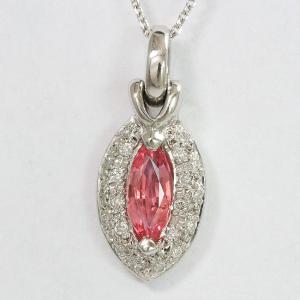 ネックレス  パパラチアサファイア 0.929ct/ダイヤモンド 計0.17ct  プラチナ(Pt850/Pt900)   【中古】 ジュエリー 【新品仕上げ済み】netshop｜jewelry-total