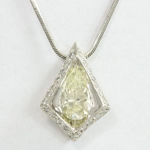 ネックレス  イエローダイヤモンド 1.012ct/VLY/SI2/ペアシェイプ　ダイヤ計0.16ct  プラチナ(Pt850/Pt900)   【中古】 ジュエリー 【新品仕上げ済み】netshop｜jewelry-total