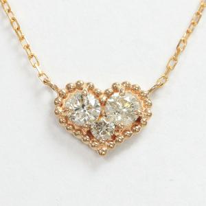 Samantha Tiara (サマンサティアラ) ネックレス ハート ダイヤモンド 計0.14ct  K18PG  【中古】ブランド ジュエリー 【新品仕上げ済み】 netshop｜jewelry-total