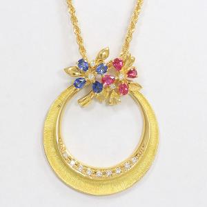 ルビー/カラーサファイア 計2.08ct ダイヤモンド 計0.23ct  ネックレス  18金イエローゴールド(K18YG)   【中古】 ジュエリー 【新品仕上げ済み】 netshop｜jewelry-total