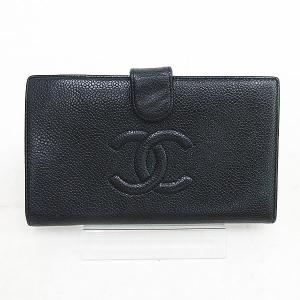 CHANEL(シャネル)  がま口長財布  黒 ブラック キャビアスキン 【ブランド財布】  【中古】 netshop｜jewelry-total