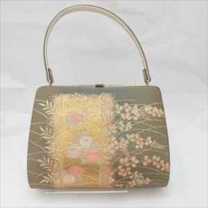 着物和装バッグ 着物 きもの  金色×薄桃色×黄緑色×多色 【リサイクル 着物】【中古】 all shop　hd