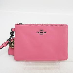 COACH(コーチ)  リストレットポーチ  ピンク レザー 【ブランド小物】  【中古】 netshop｜jewelry-total